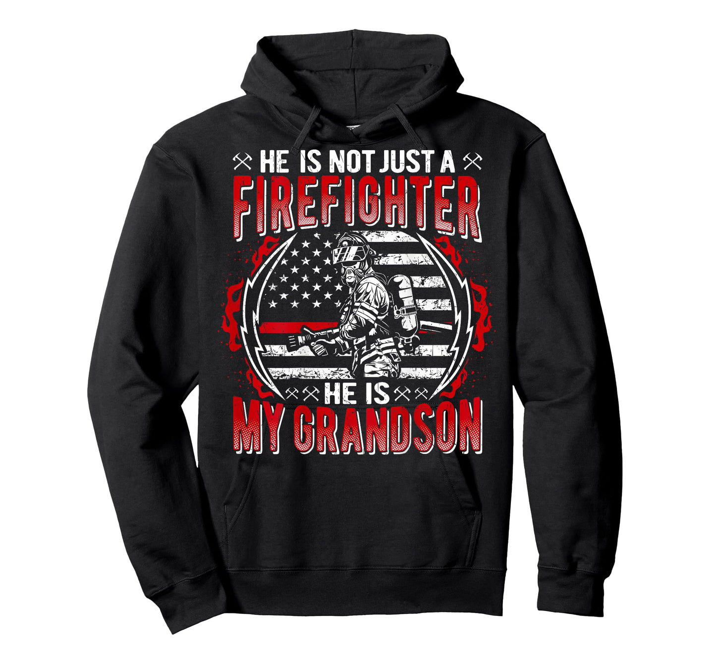 My Grandson Is A Firefighter Thin Red Line Flag Family Gifts T-Shirt