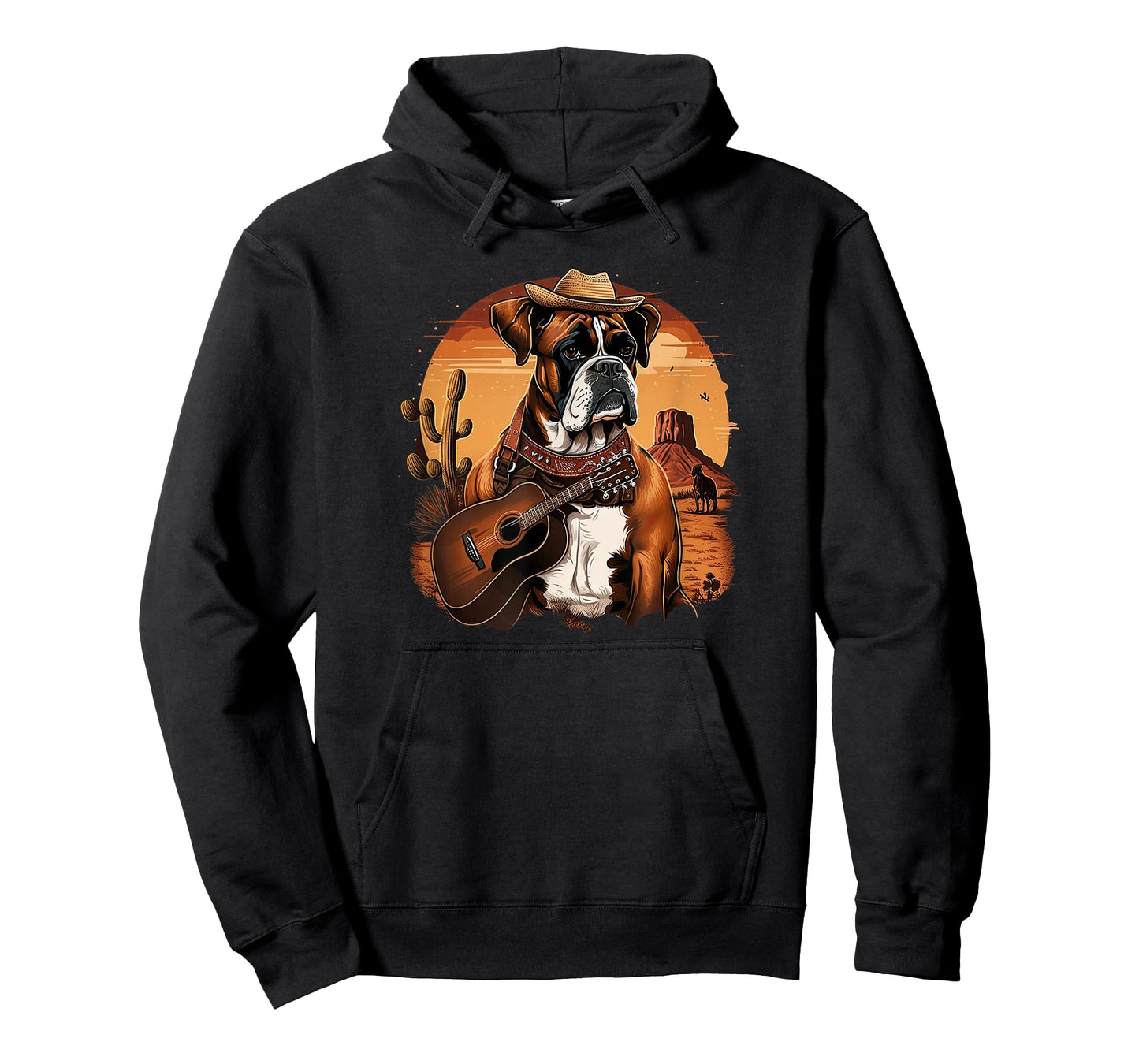 Funny Dog Boxer Country Music Rodeo Cowboy guitar T-Shirt