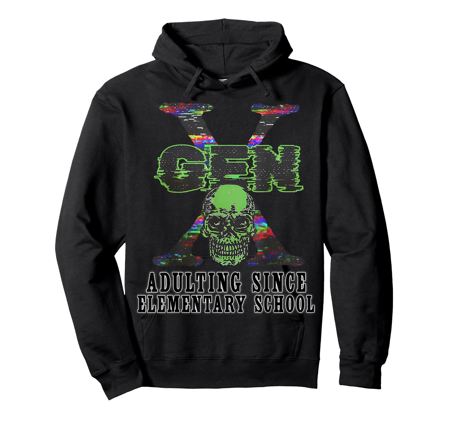 Gen X Adulting Since Elementary School Funny Skull Vintage T-Shirt