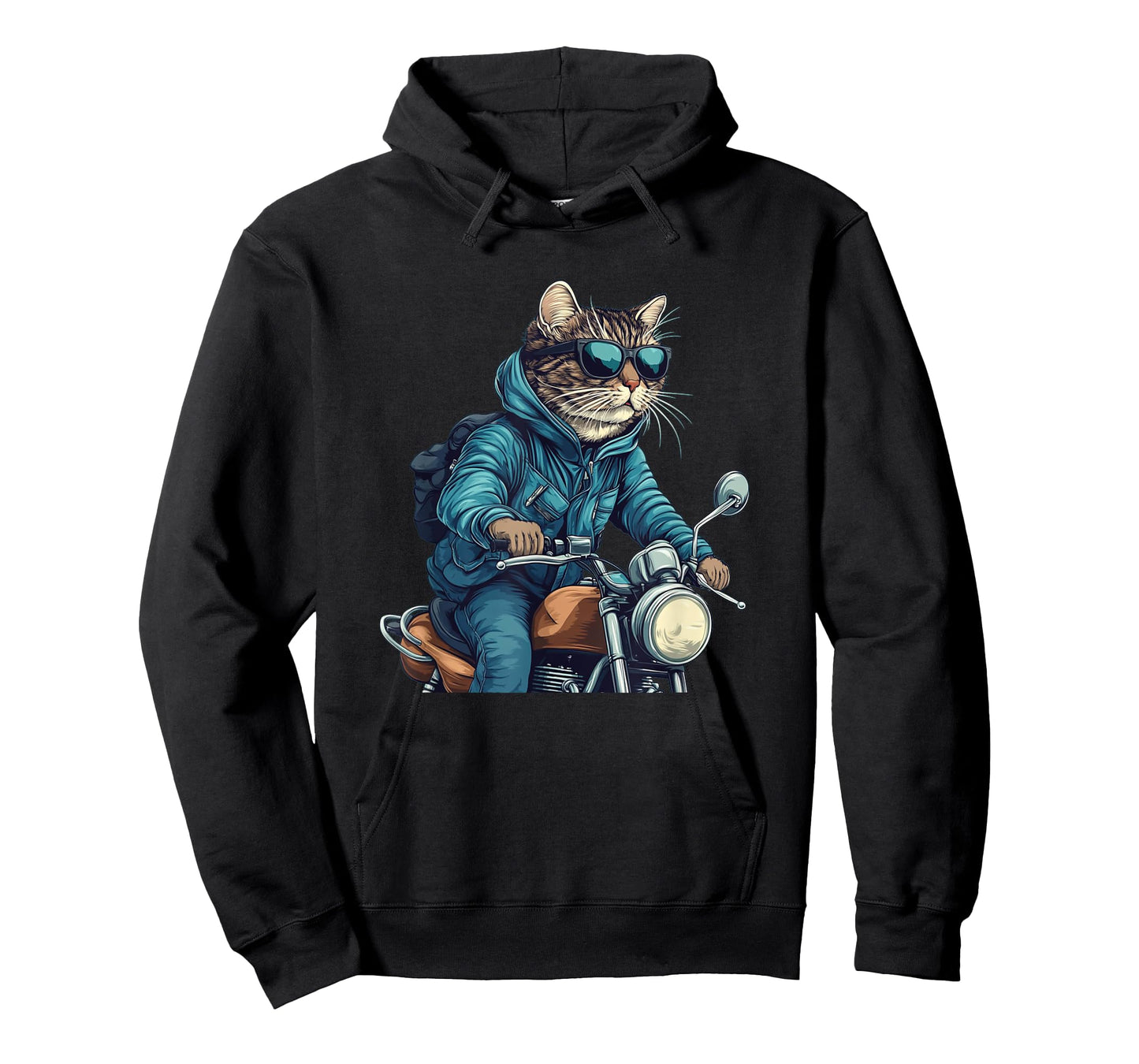 Casual Sunglasses Cat with Cool Motorcycle Costume Men Women Kids T-Shirt
