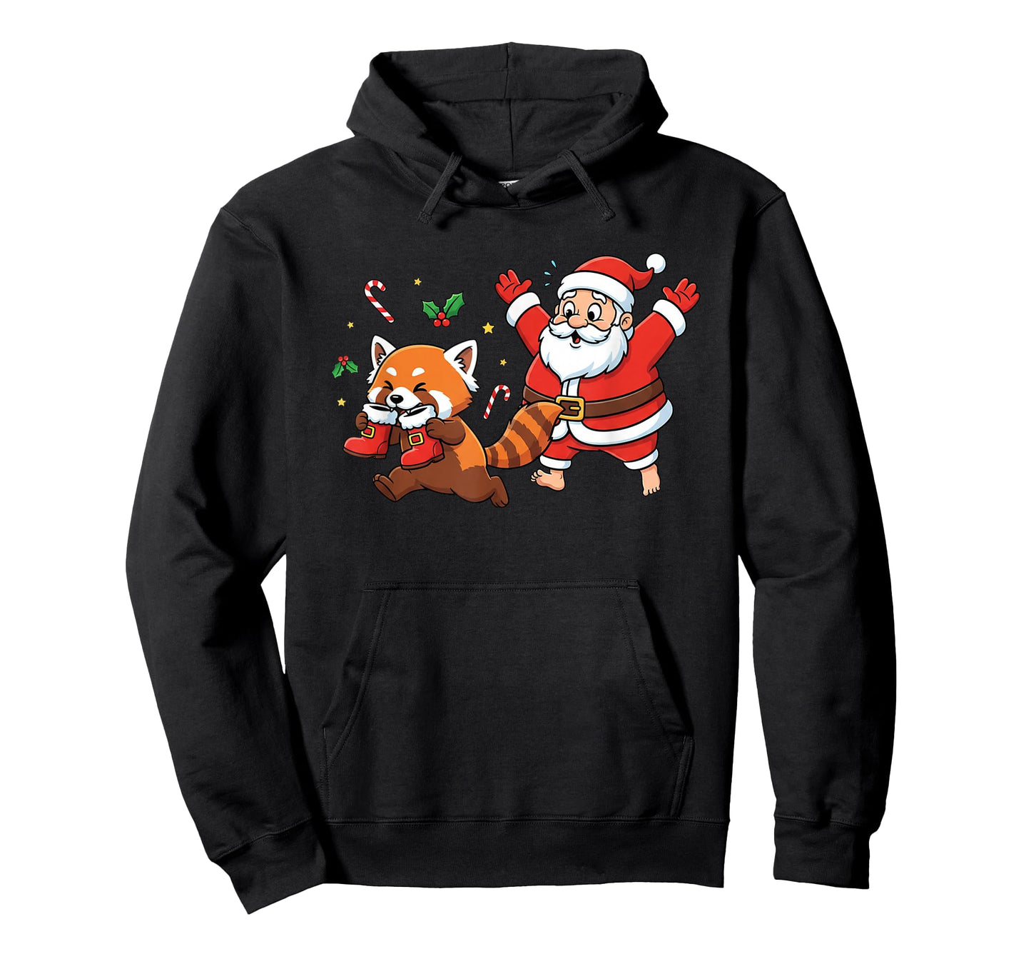 Funny Red Panda Santa Claus Boots Christmas Womens Mens Kids T-Shirt