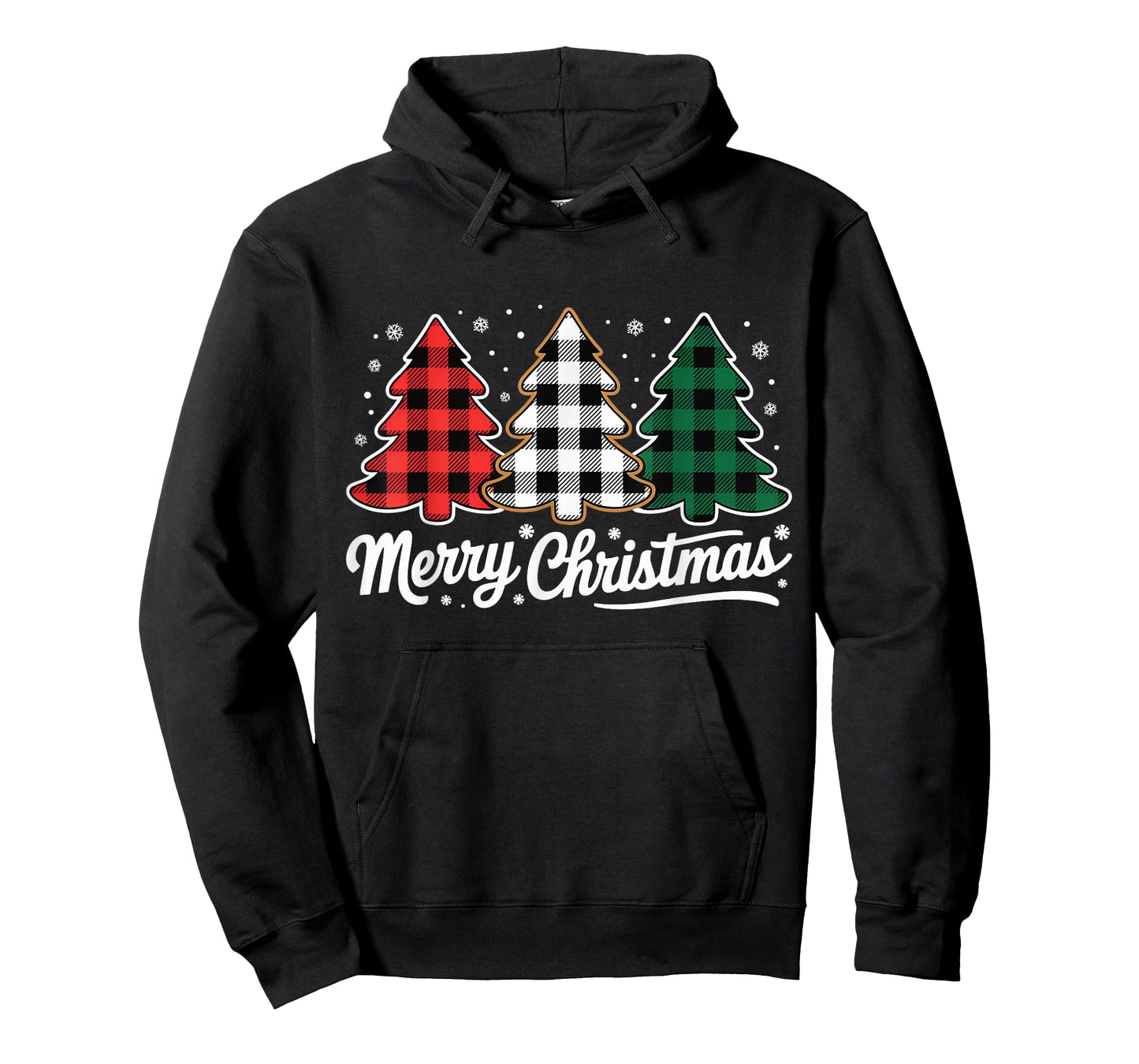 Merry Christmas Tree Xmas Buffalo Plaid Red White Green T-Shirt