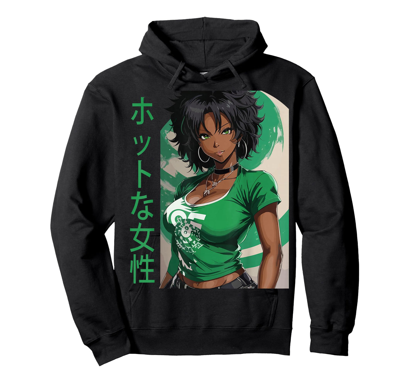 Black Anime Girl Kawaii Waifu Aesthetic Japanese Woman T-Shirt