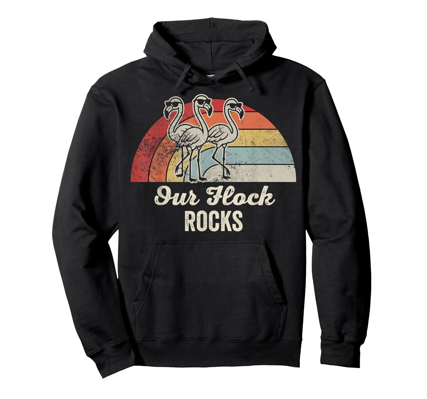 Our Flock Rocks Flamingo Family Retro Vibe T-Shirt
