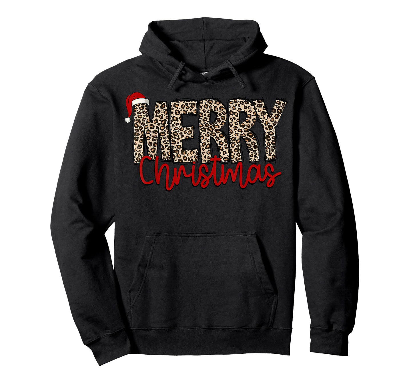 Merry Christmas Leopard Santa Hat Cheetah Print Xmas Pajamas T-Shirt