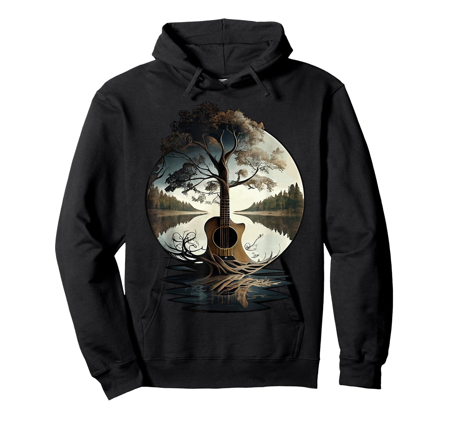 Acoustic Guitar Tree By The Lake Guitarist T-Shirt