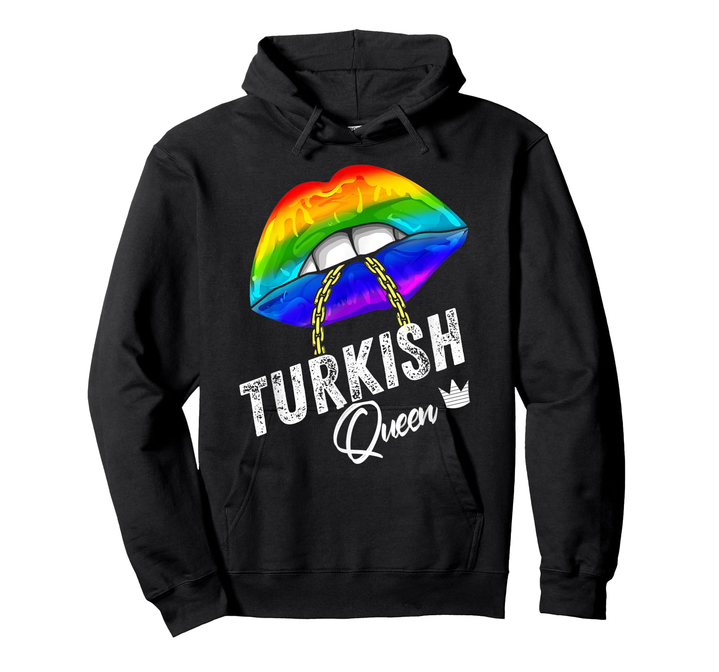 Turkish Queen LGBTQ Gay Pride Flag Lips Rainbow Turkey Mens T-Shirt