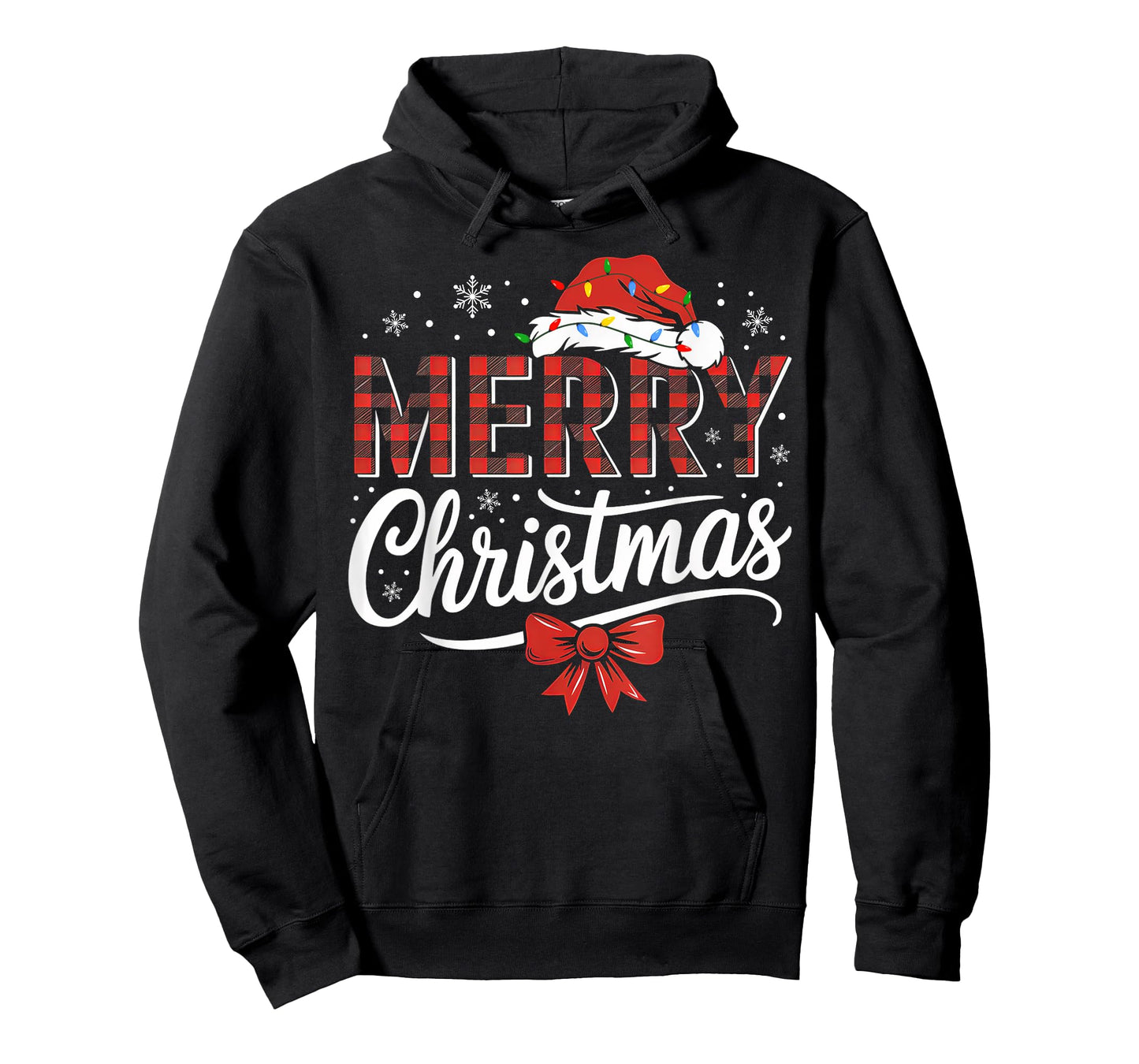 Merry Christmas Lights Funny Santa Hat Xmas Men Women Family T-Shirt