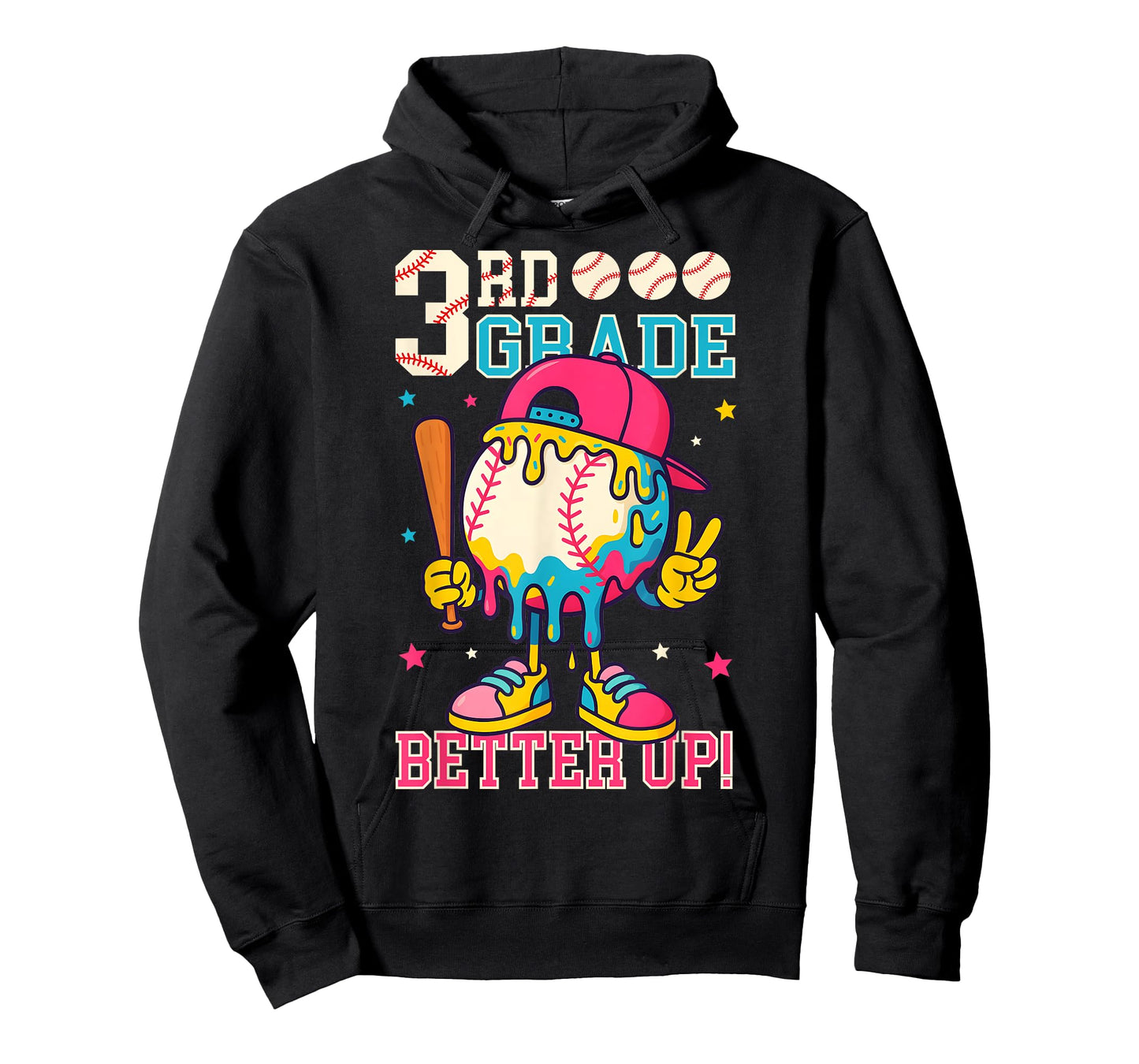 3rd Grade Back To School Baseball Drip Ice Cream Game On T-Shirt