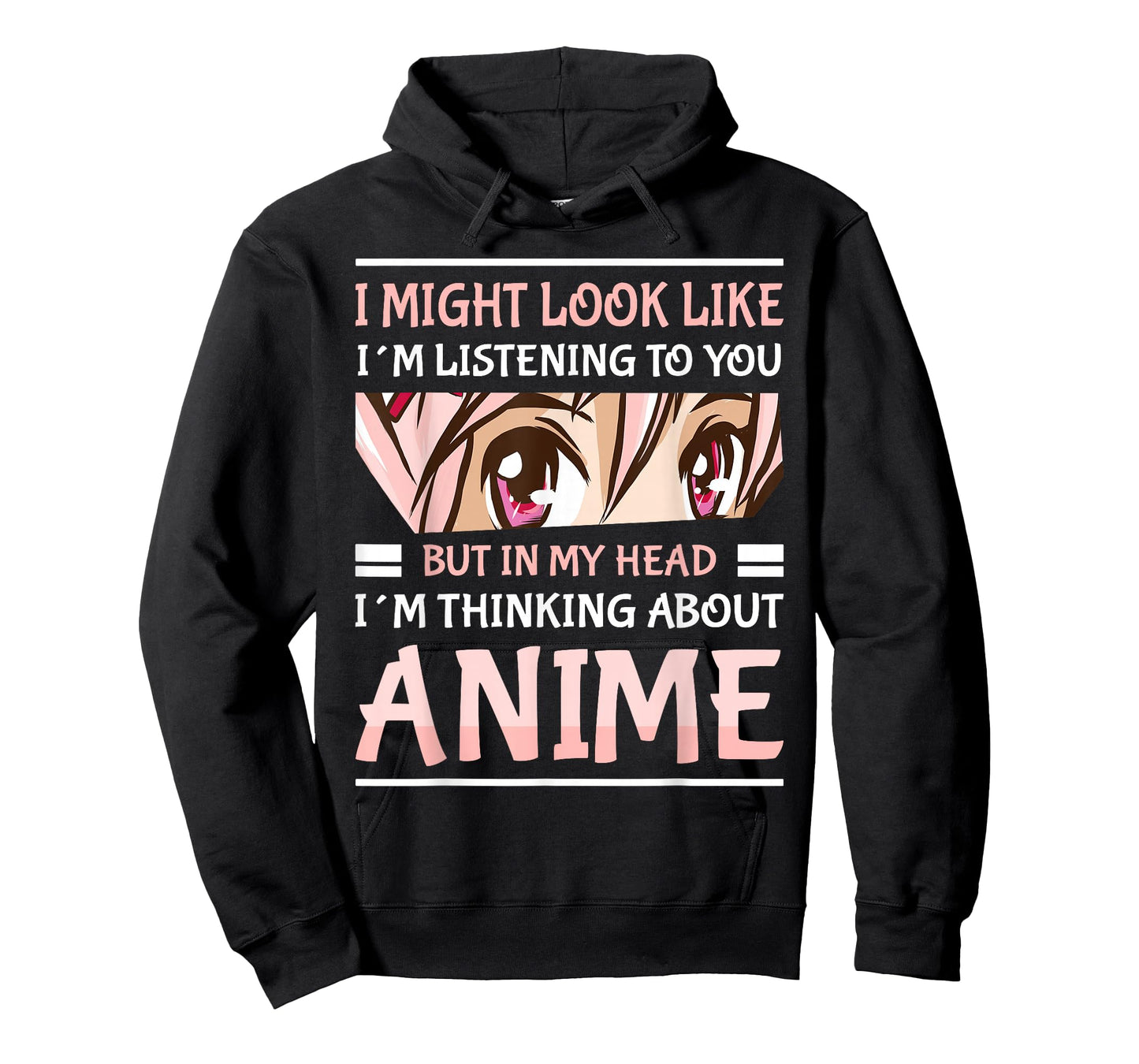 Anime Manga Kawai Japanese Gifts i Might Look Like I'm Listening to You Thinking About Anime Unisex Anime T-Shirt Black Small