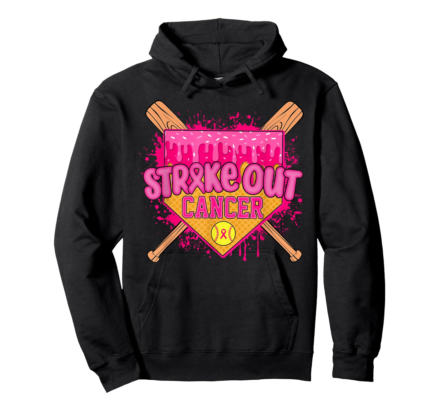 Strike Out Breast Cancer Warrior Softball Drip Home Plate T-Shirt