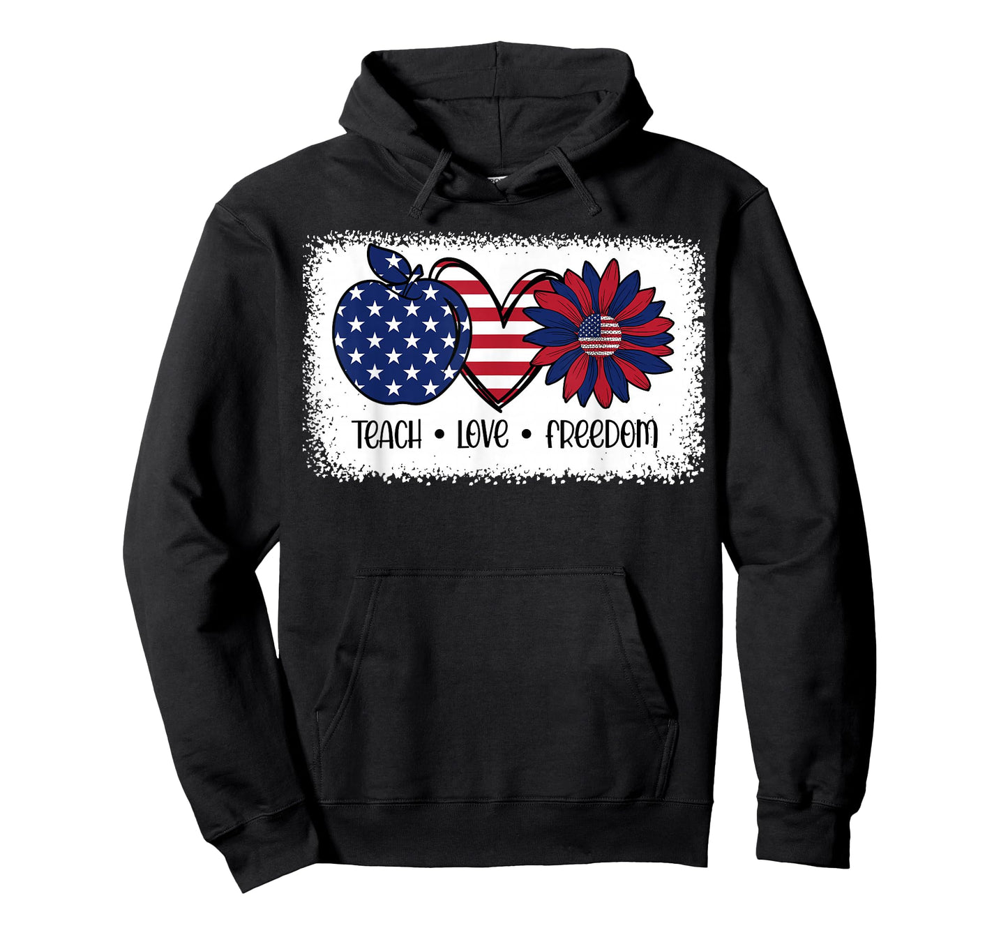 American Flag Teach Love Freedom Preschool Teacher 4th July T-Shirt