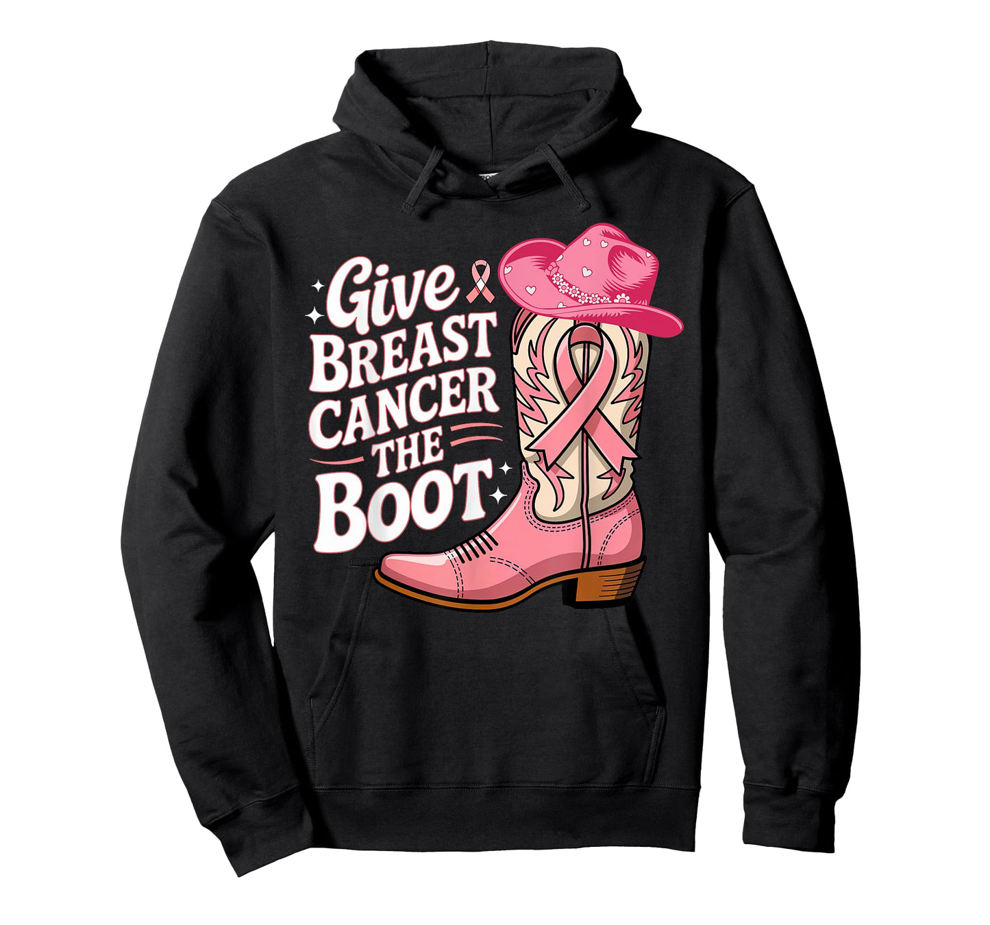 Give Breast Cancer Boot Cowgirl Pink Ribbon Cancer Awareness T-Shirt