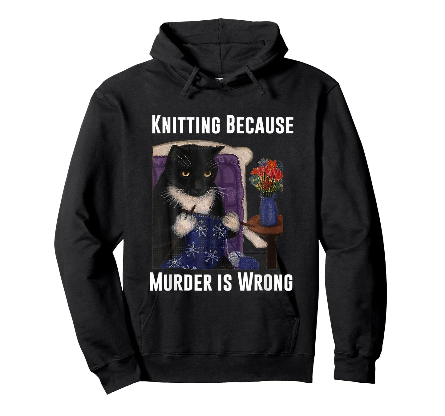 Knitting Cat Knitting Because Murder Is Wrong T-Shirt