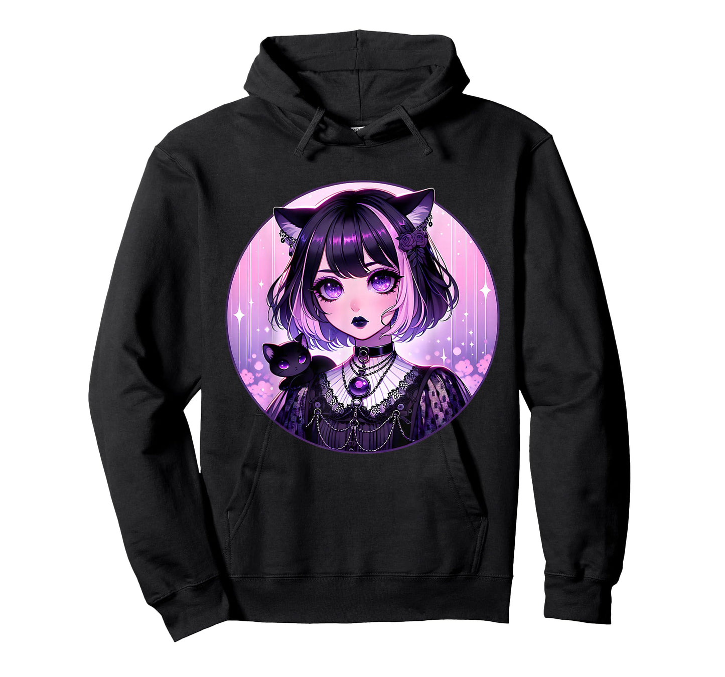 Japanese Gothic Kawaii Anime Pastel Goth Emo Witchy Cat Girl T-Shirt