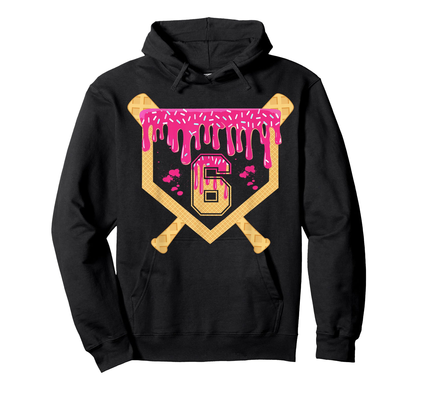 Baseball 6 Year Old Birthday Drip 6th Birthday Ice Cream T-Shirt