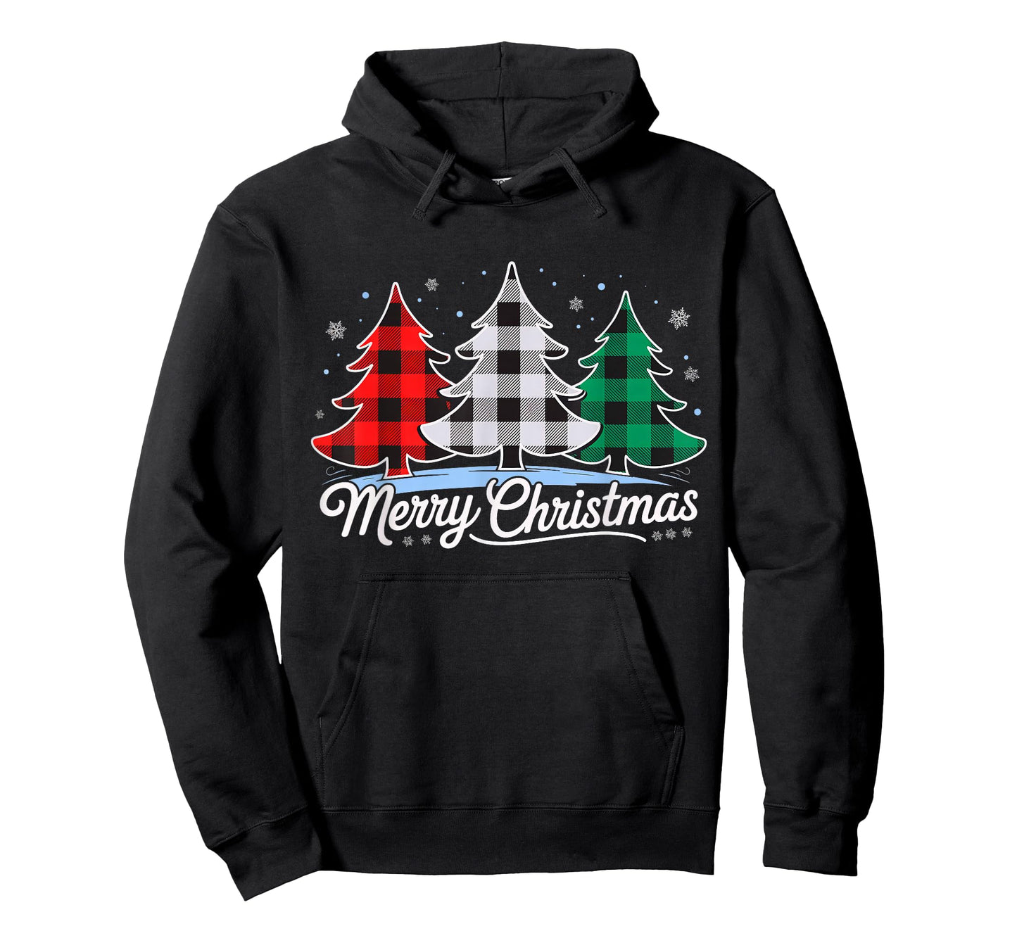 Merry Christmas Tree Xmas Buffalo Plaid Red White Green T-Shirt