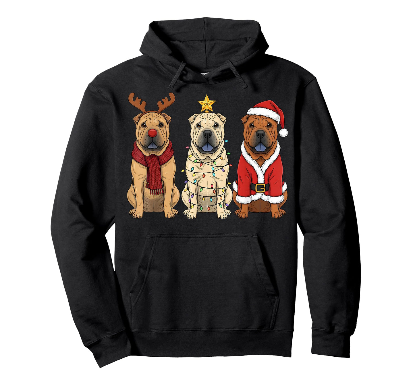 Retro Christmas Shar Pei Santa Reindeer Dog Lover T-Shirt
