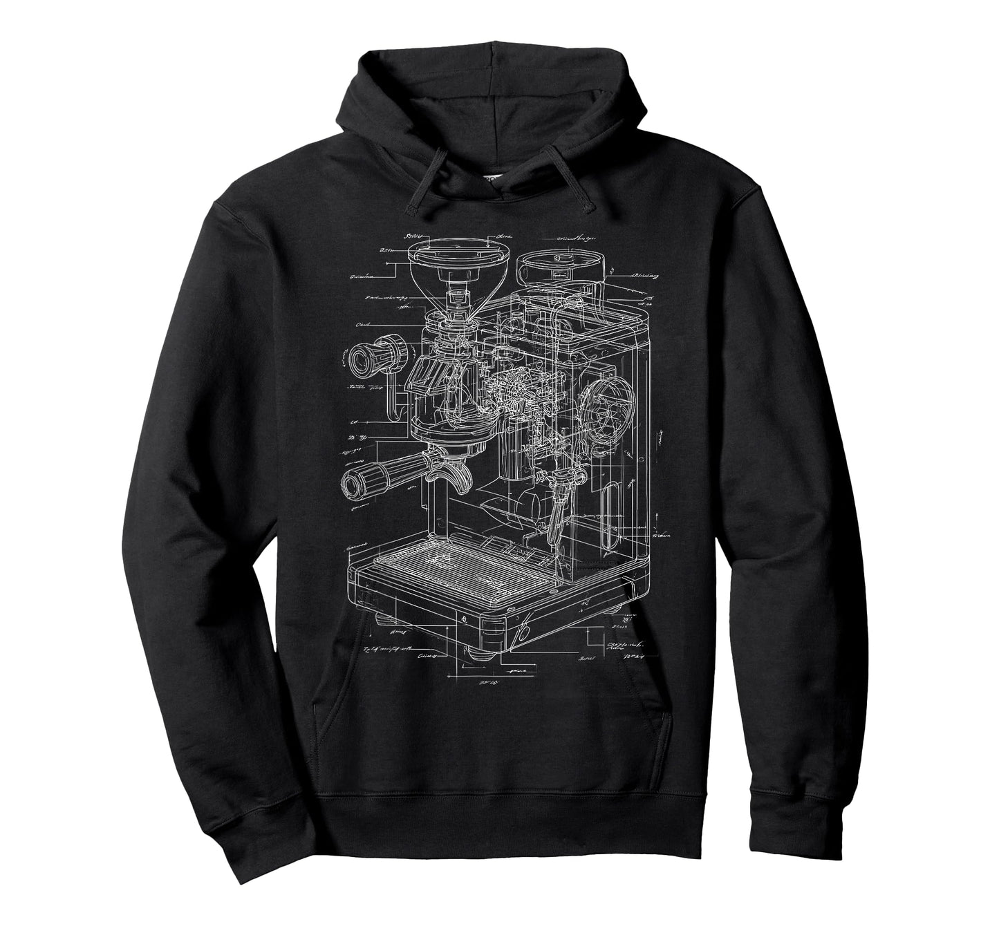 Espresso Machine Blueprint Coffee Barista Technical Art T-Shirt