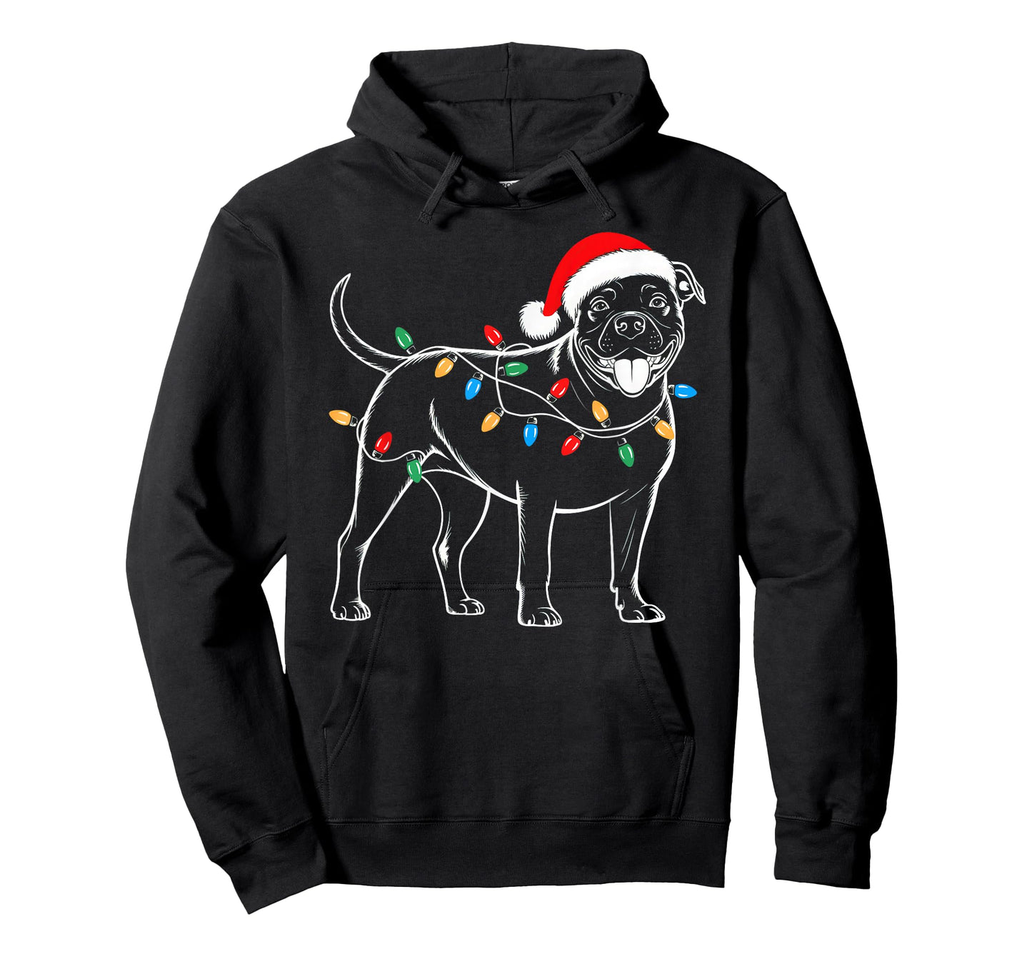 Pitbull Dog Christmas Tree Lights Xmas Pet Animal Dog Lover T-Shirt