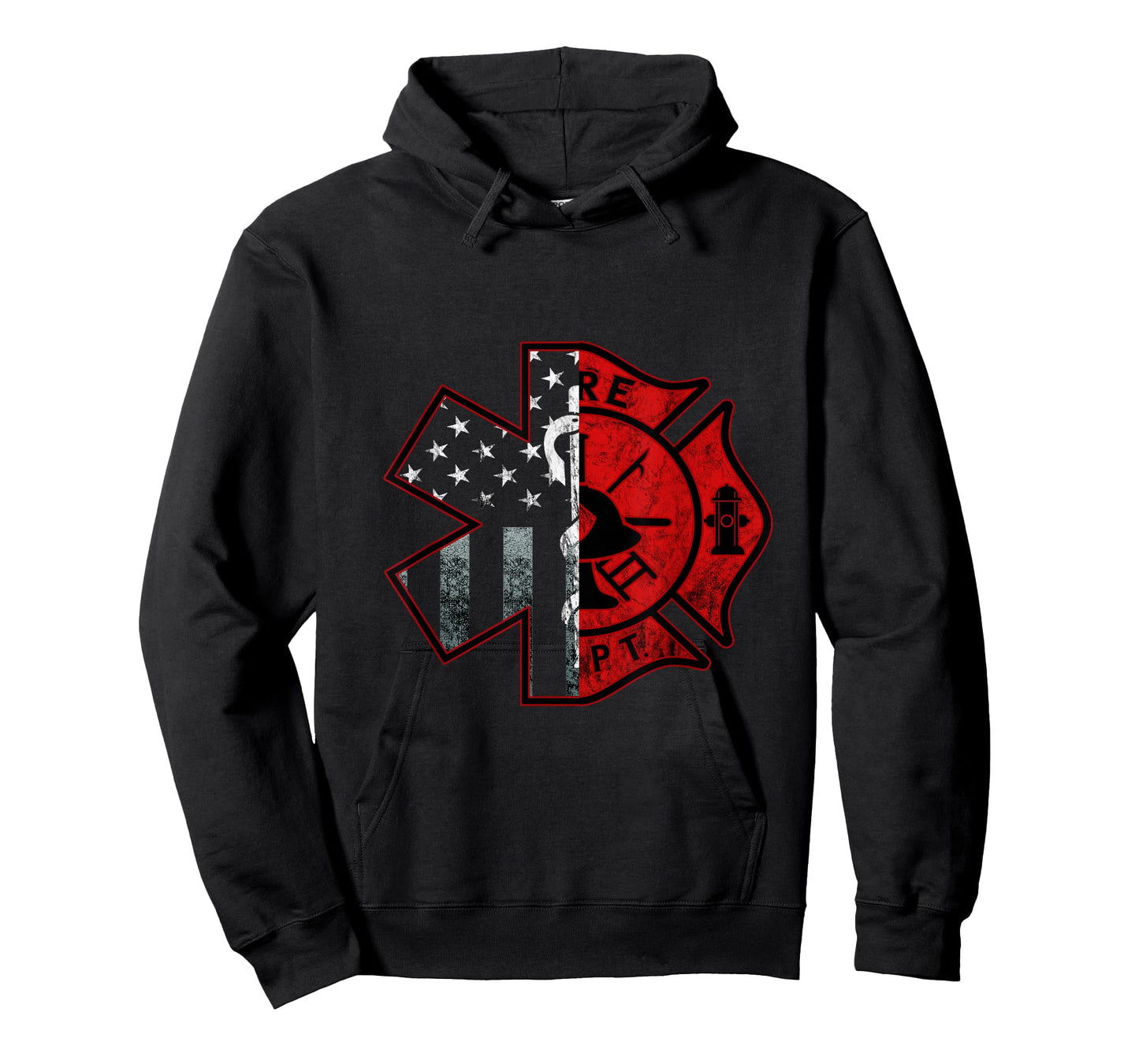 Firefighter Paramedic Symbol American Flag Fireman Fire T-Shirt