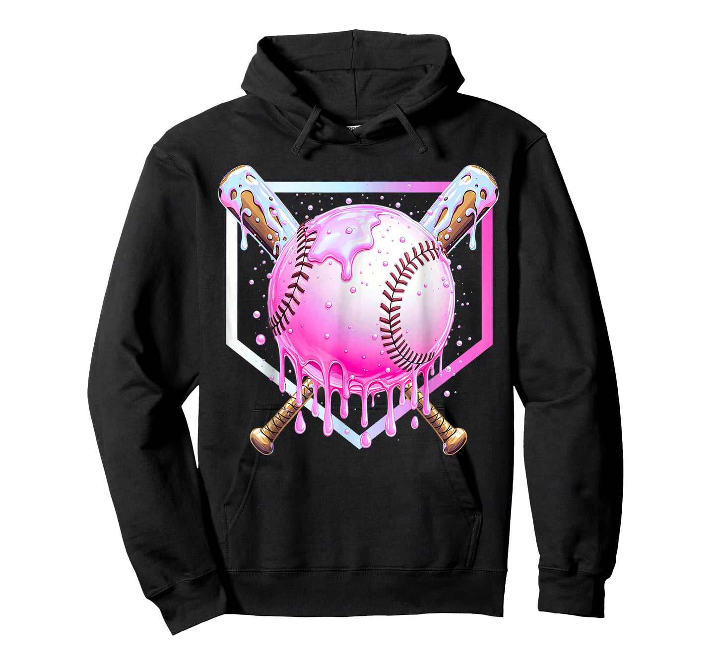 Baseball Home Plate Dripping Ice Cream Drip Youth Boys T-Shirt