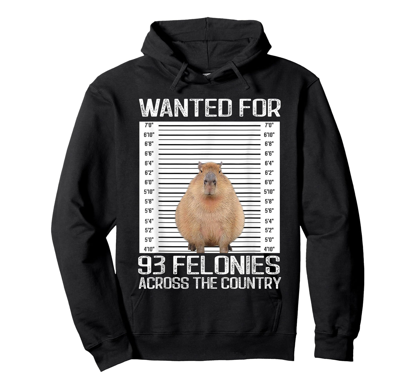 Capybara Mugshot Wanted For 93 Felonies Across The Country T-Shirt