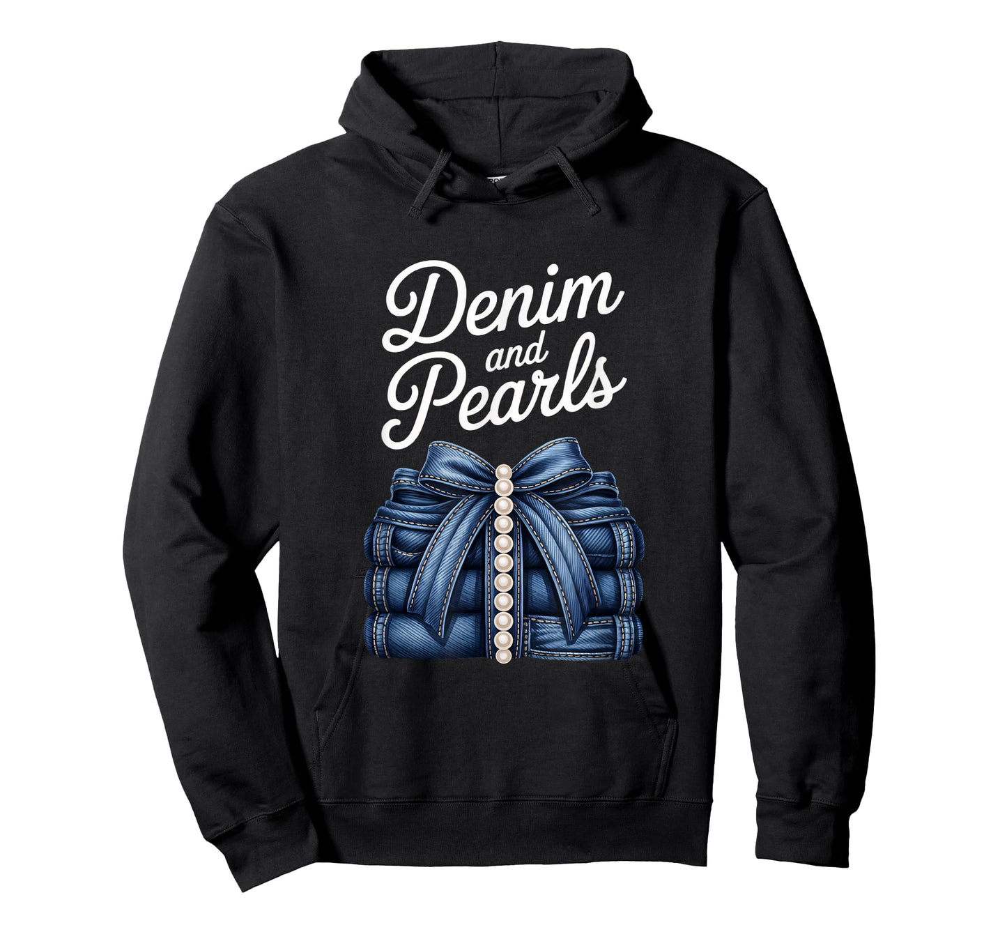 Denim and Pearls Blue Jean Coquette Bow Blue Jeans Trendy T-Shirt