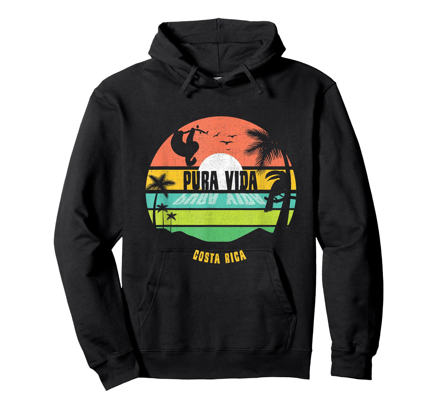 Costa Rica Pura Vida Tropical Sloth & Toucan Sunset Souvenir T-Shirt