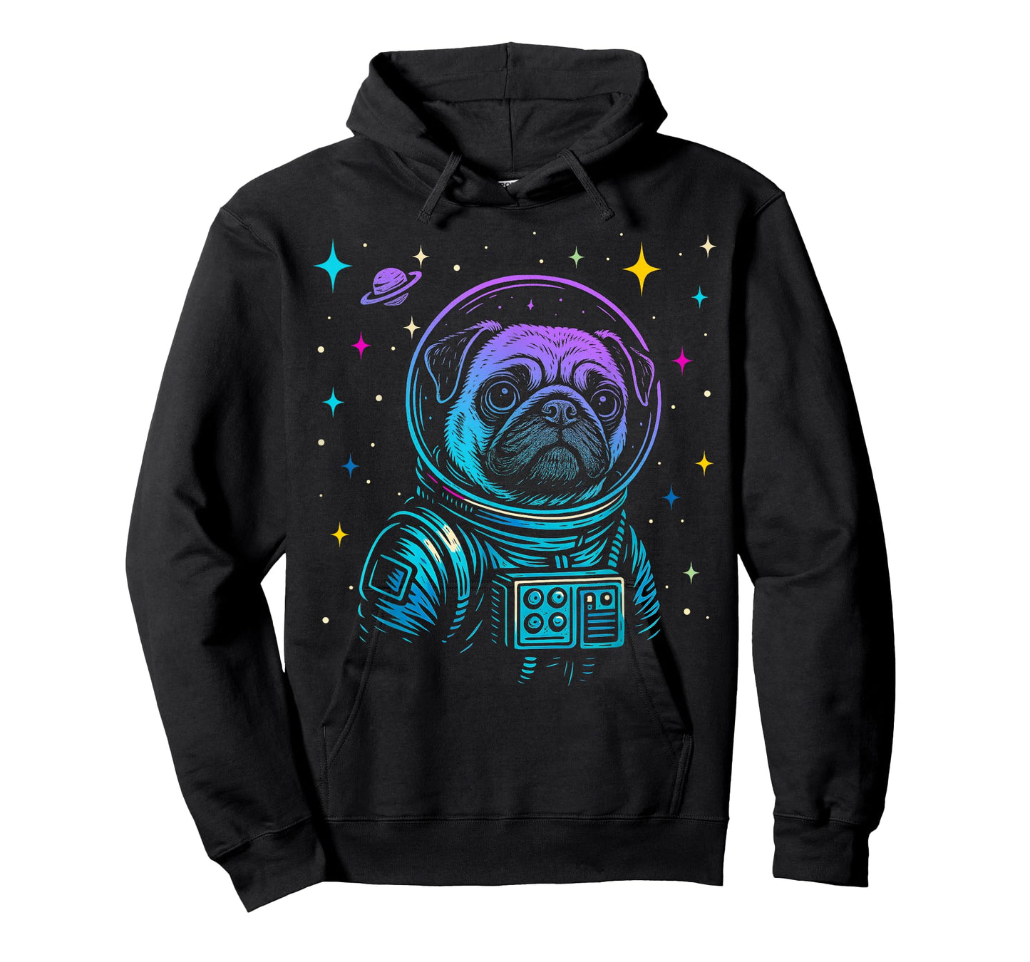 Colorful Astronaut Pug Space Galaxy Dog Lovers T-Shirt