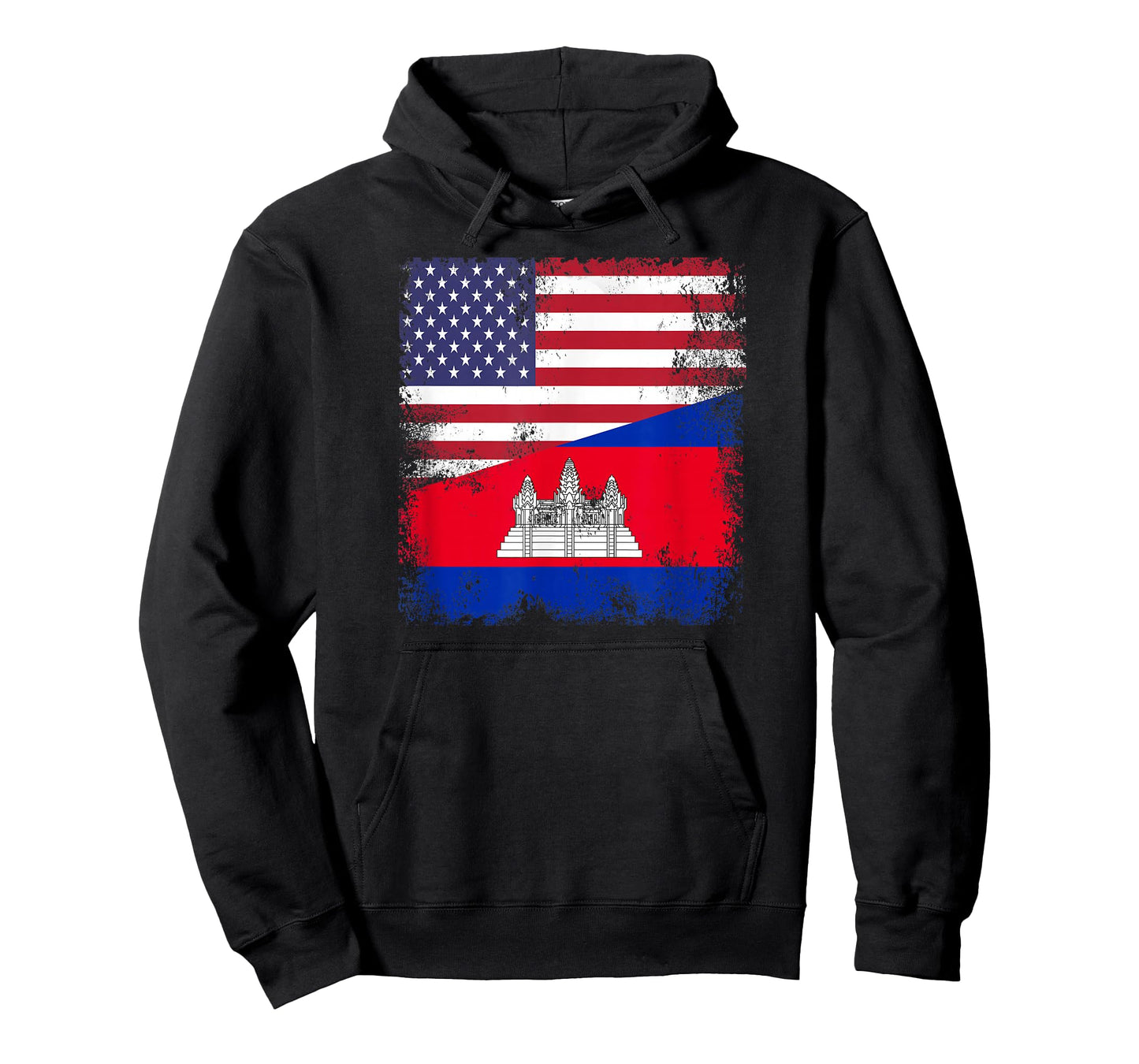 Half Cambodian Flag T-Shirt | Vintage Cambodia USA Gift T-Shirt