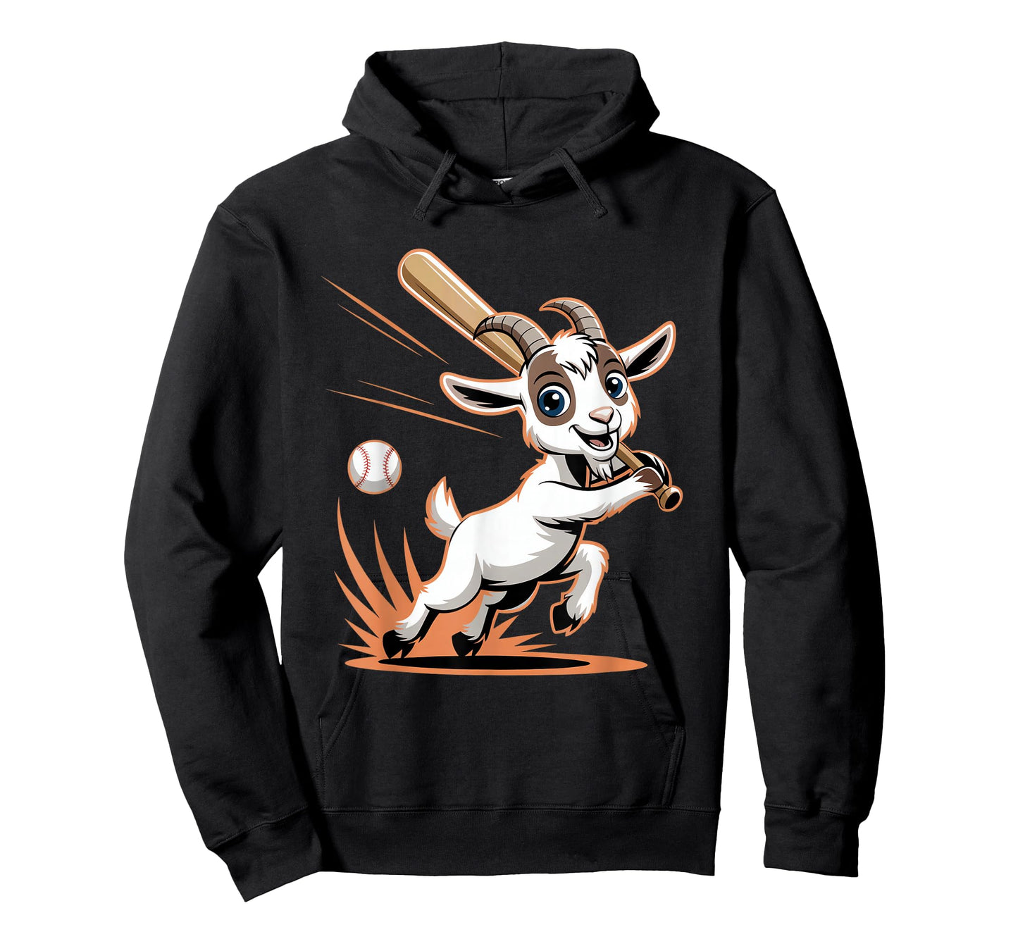 Baseball Goat Slugger Mascot Cartoon Hitting Ball T-Shirt