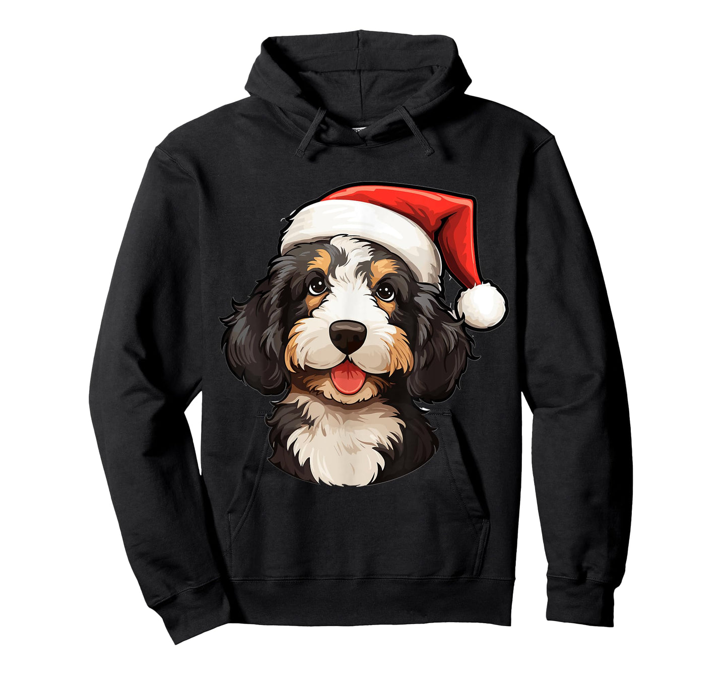 Bernedoodle Dog Breed with a Christmas Hat Men Women Kids T-Shirt