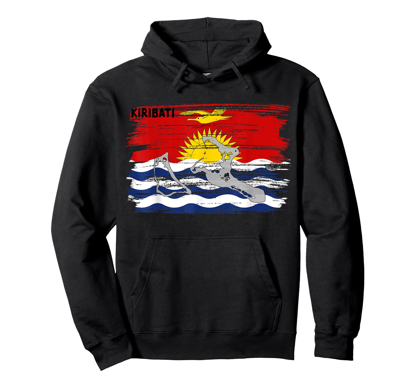 Kiribatian flag drawing with brush, sketch of Kiribati map T-Shirt
