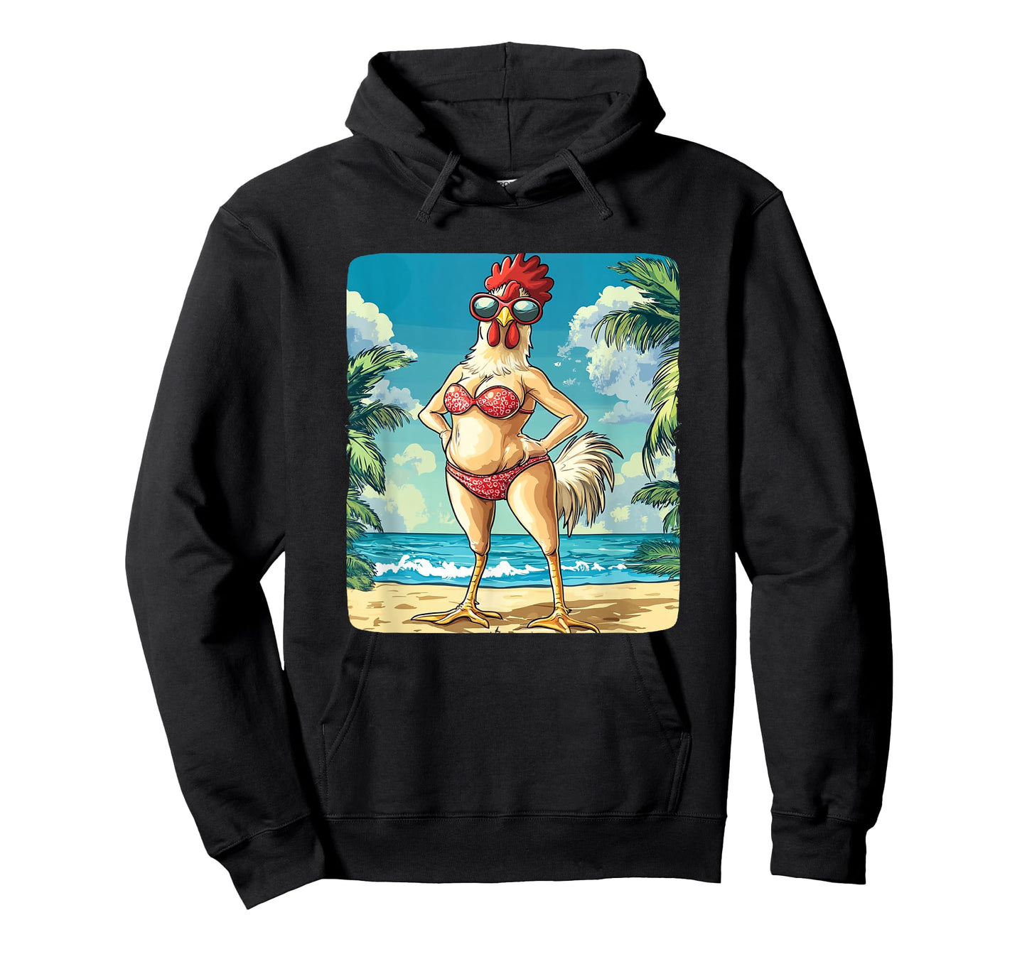 Funny Chicken Woman Costume in Bikini for Beach Lovers T-Shirt