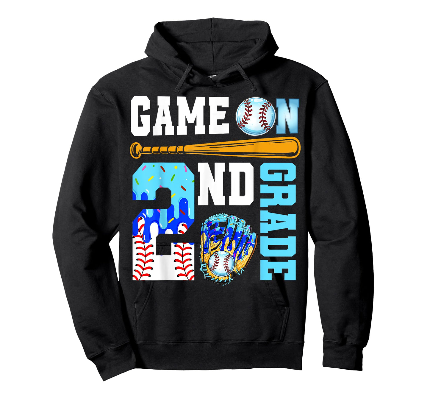 2nd Grade Back To School Baseball Drip Ice Cream Game On T-Shirt