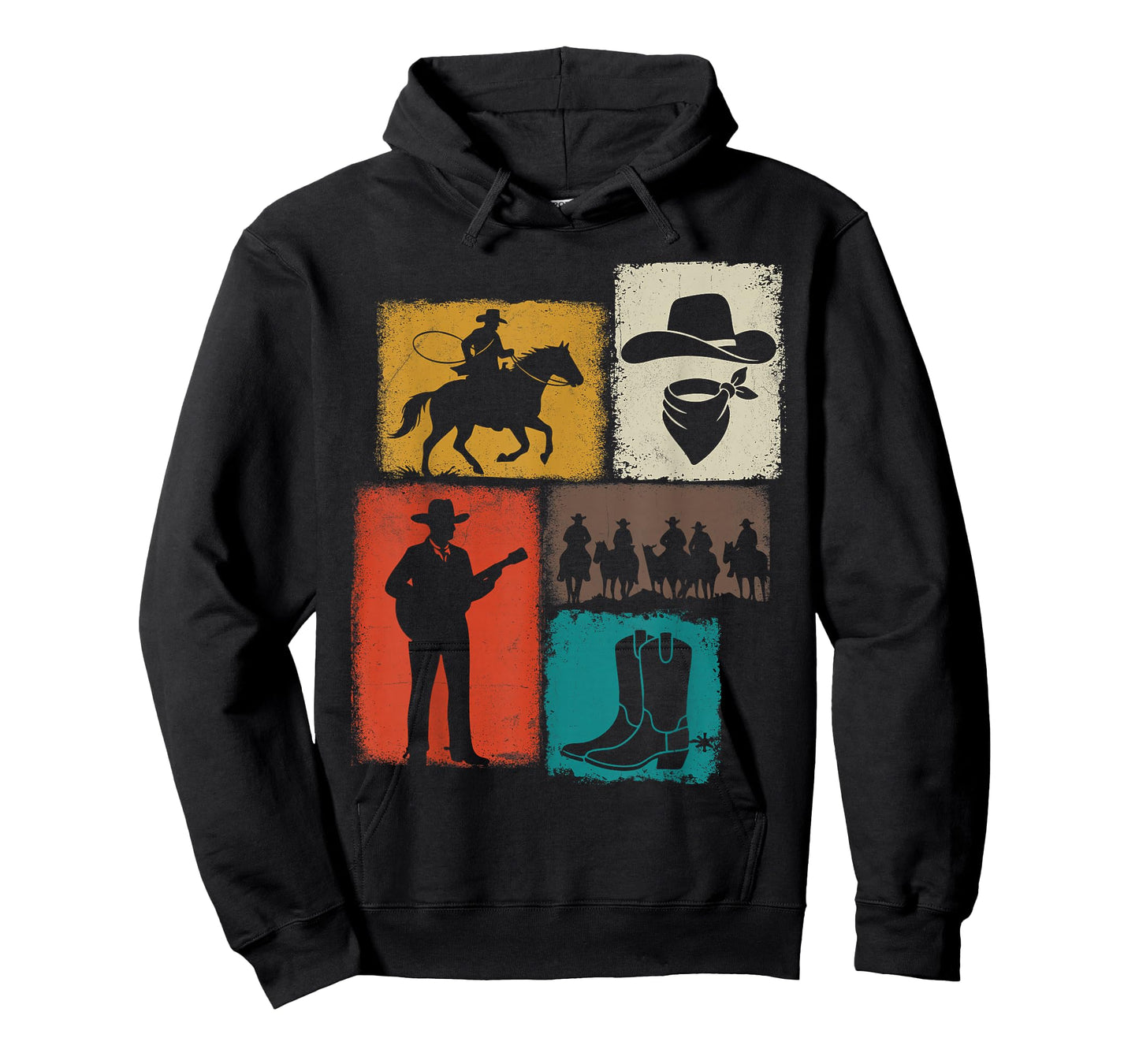 Cowboy Vintage Collage Western Rancher Horseman Rodeo Rider T-Shirt