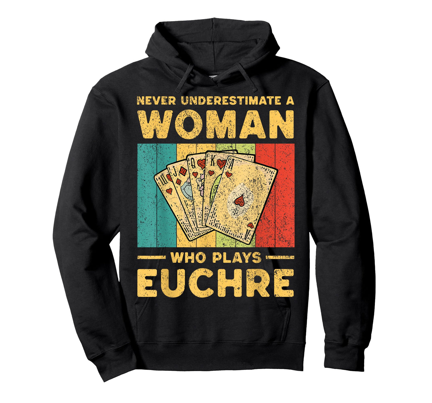 Never Underestimate an Woman Who Plays Euchre Funny Euchre T-Shirt