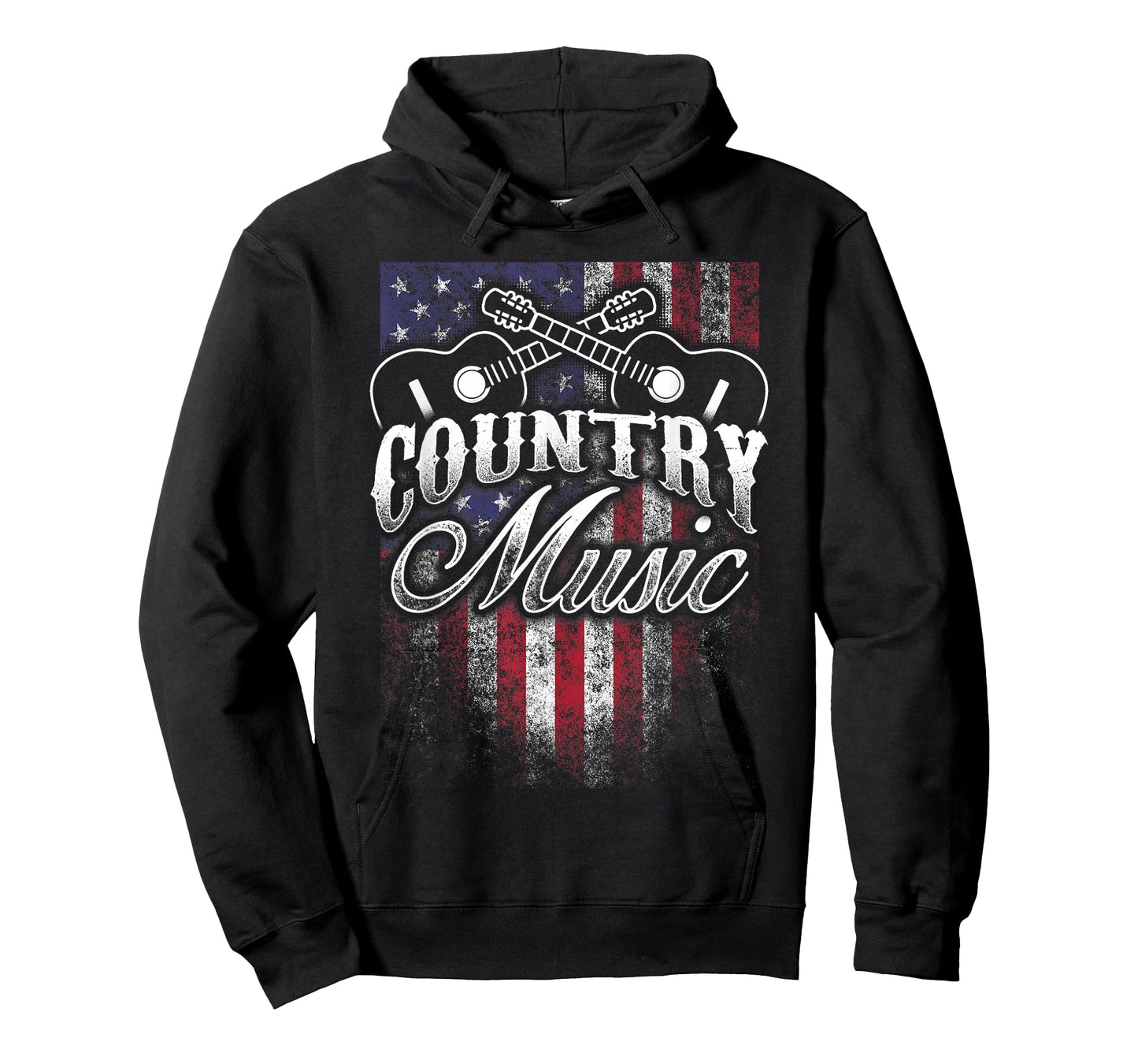 Country Music Guitar & American Flag Western Design T-Shirt
