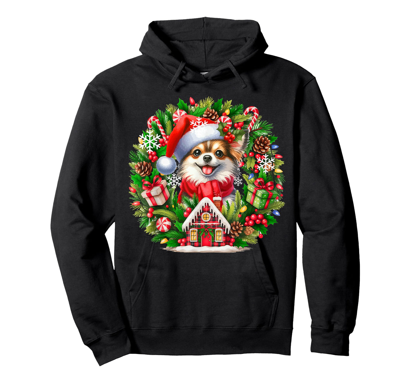 Santa Chihuahua Christmas Floral Circle Matching Owner Kids T-Shirt