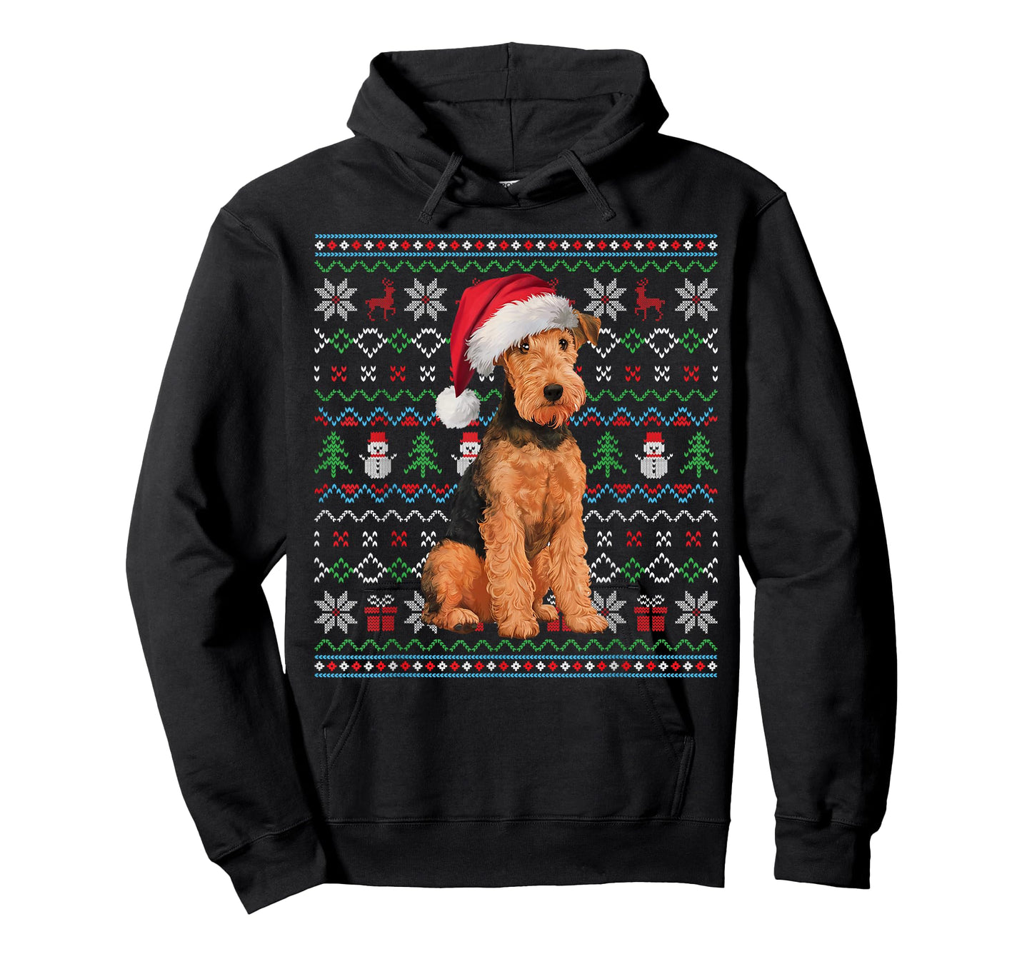 Ugly Airedale Terrier Dog Lovers Xmas Sweater Santa T-Shirt