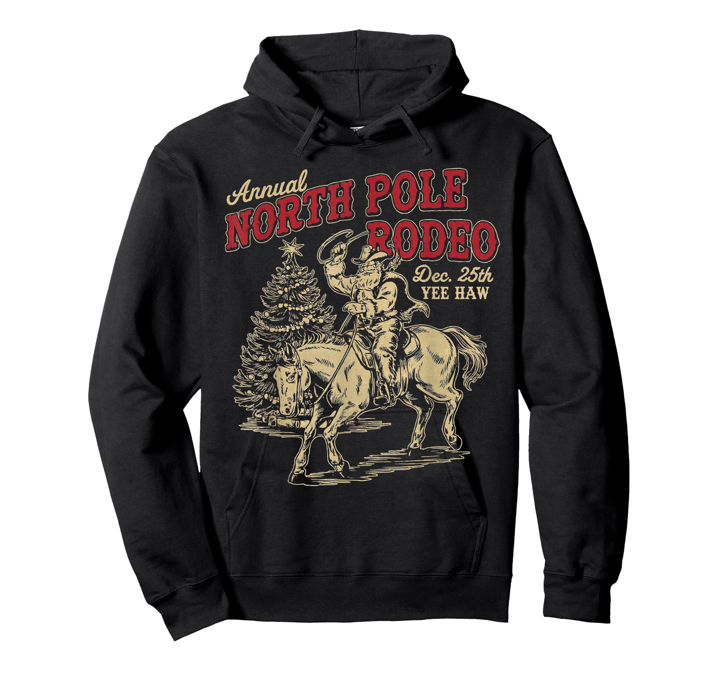 Vintage Annual North Pole Rodeo Santa Cowboy Christmas T-Shirt