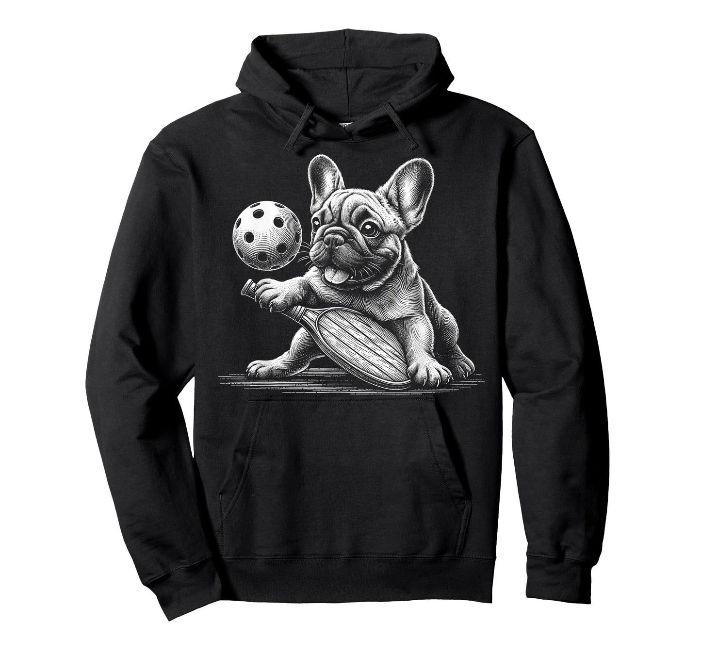 Pickleball French Bulldog Sketch Paddle Sport T-Shirt