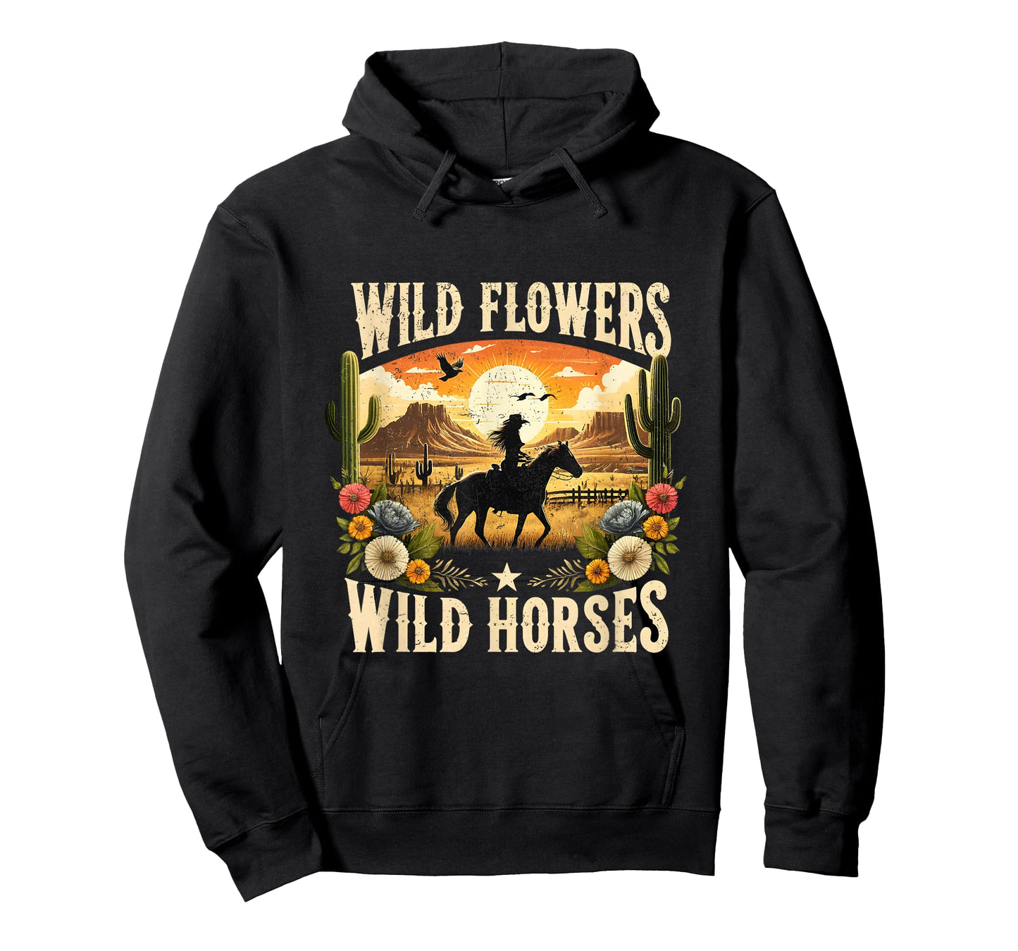 Wild Flowers Cowgirls Riding Horses Retro Western T-Shirt