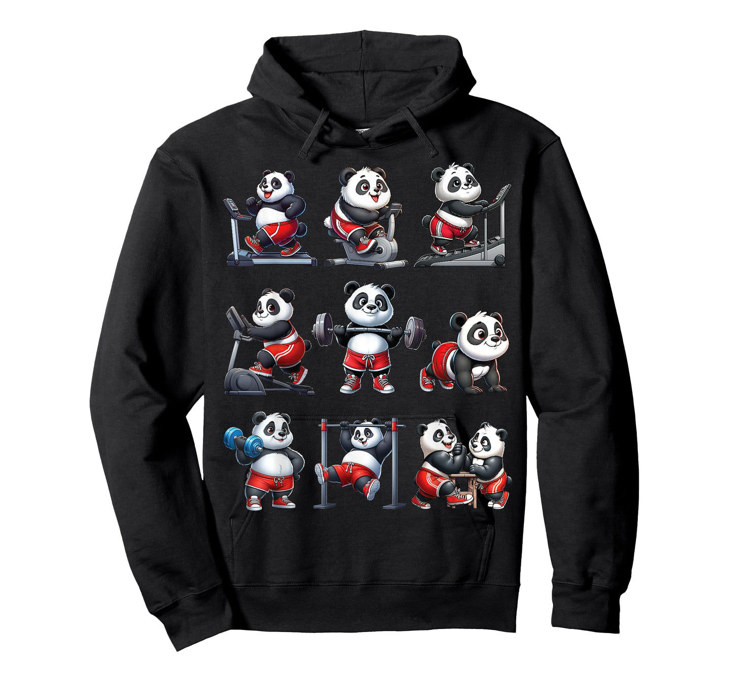 Panda Fitness Collection Gym Workout Weightlifting Sport T-Shirt