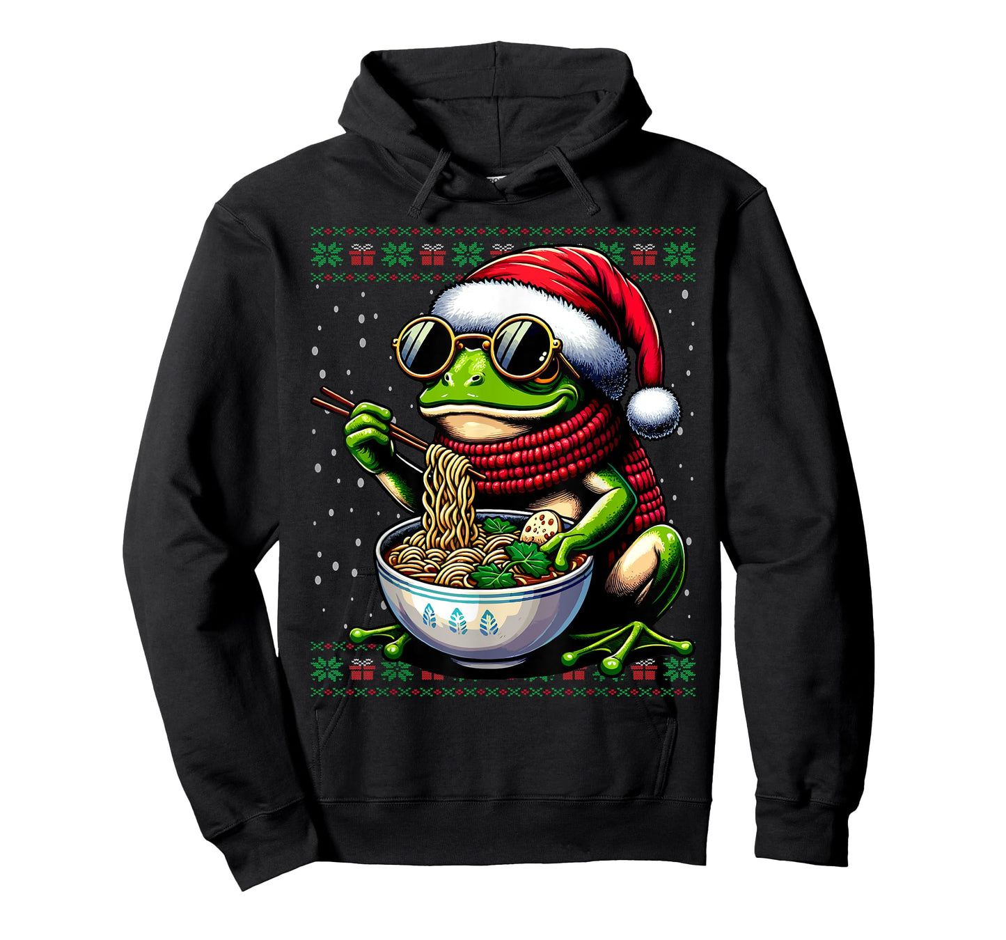 Christmas Frog Eating Ramen Ugly Christmas Sweater T-Shirt