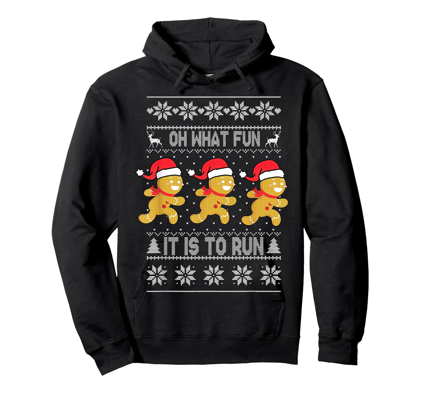 Oh What Fun It is to Run Gingerbread Running Ugly Christmas T-Shirt