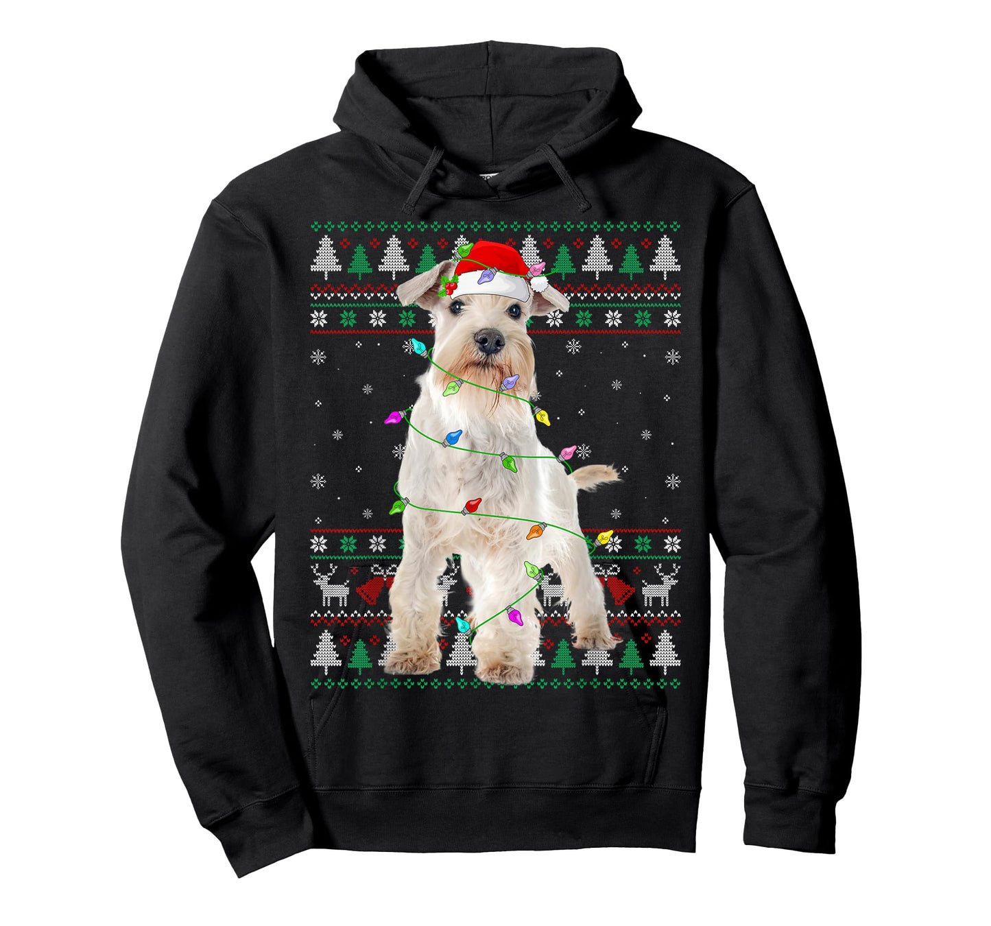 Miniature White Schnauzer Dog Christmas Ugly Sweater Xmas T-Shirt