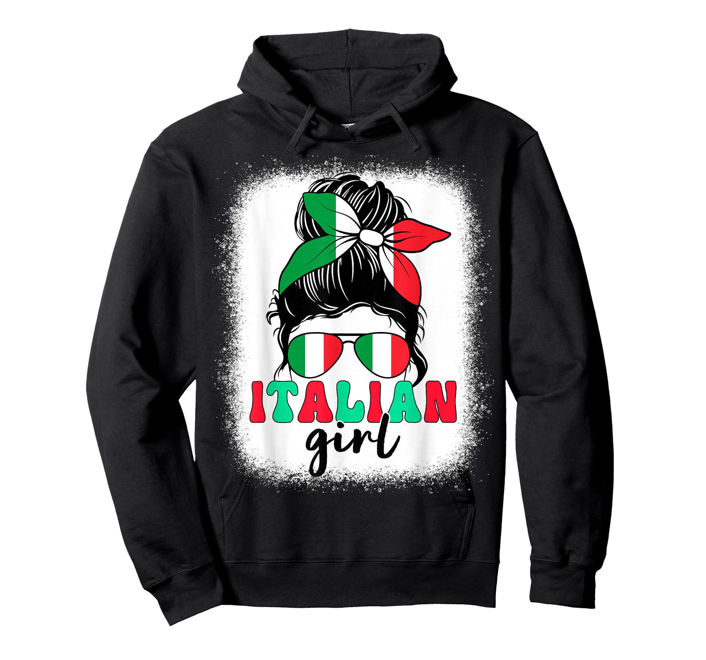 Italian Girl Messy Bun Italy Flag Patriotic Women Kids T-Shirt