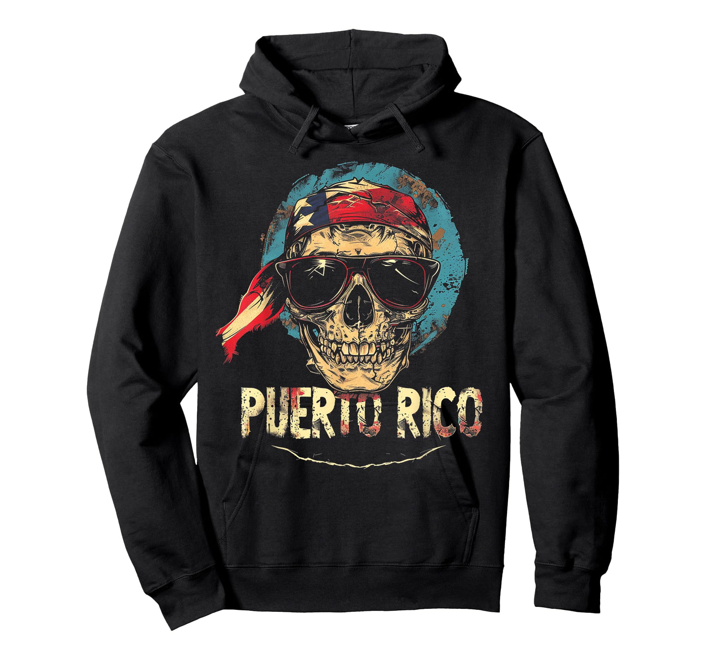 Puerto Rico Rican Flag Skull Skeleton Vintage Country Family T-Shirt